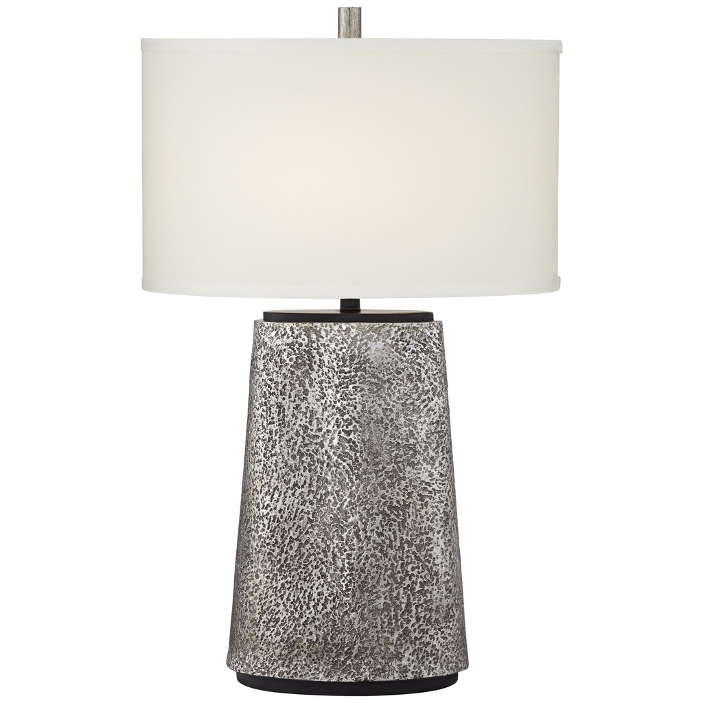 Lamp. Mesa Con Base De Metal Martilla Gris