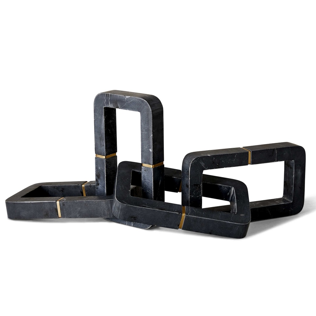 Escultura De Cadena Negra De Marmol