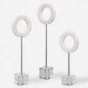 Set3 Figuras De Circulos Blancos De Marmol Con Pedestal