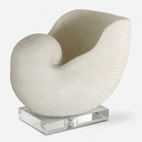 Figura Moderna De Caracol Blanco Con Base De Cristal