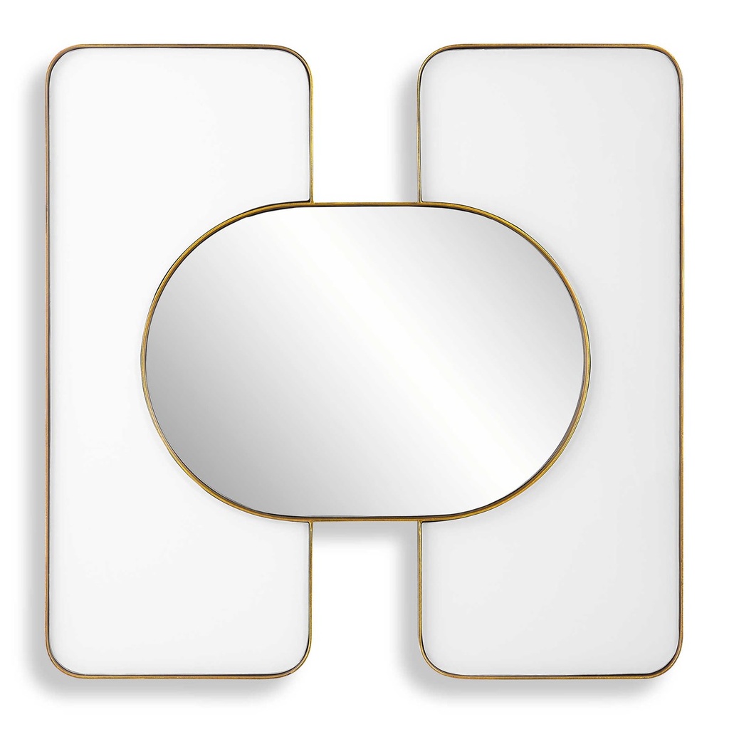 Espejo Ovalado Con Doble Marco De Vidrio Blanco 86x86