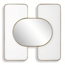 Espejo Ovalado Con Doble Marco De Vidrio Blanco 86x86