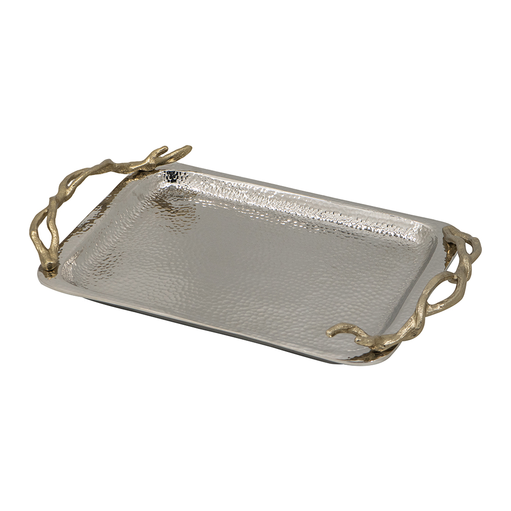 Charol De Aluminio Con Asas Doradas Tipo Ramas