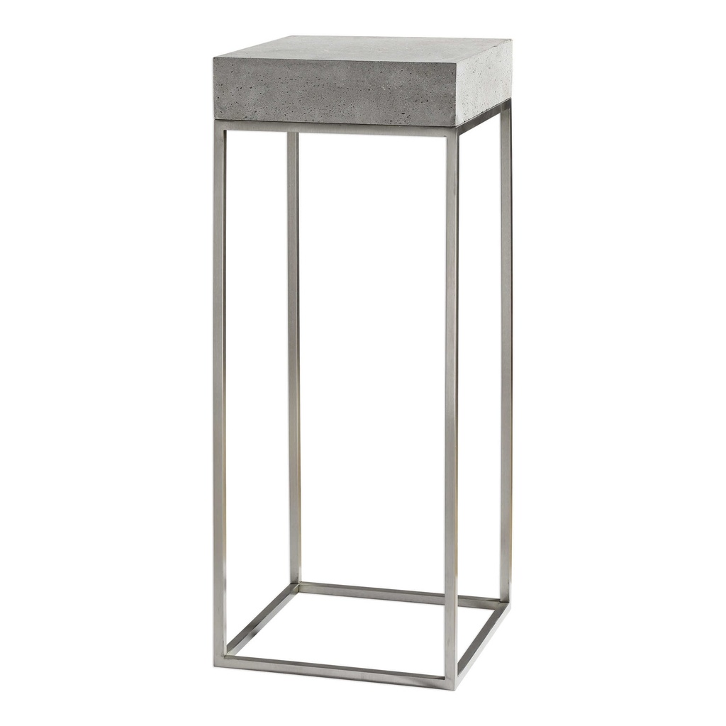 Mesa Alta De Metal Negro Con Top Tipo Cemento