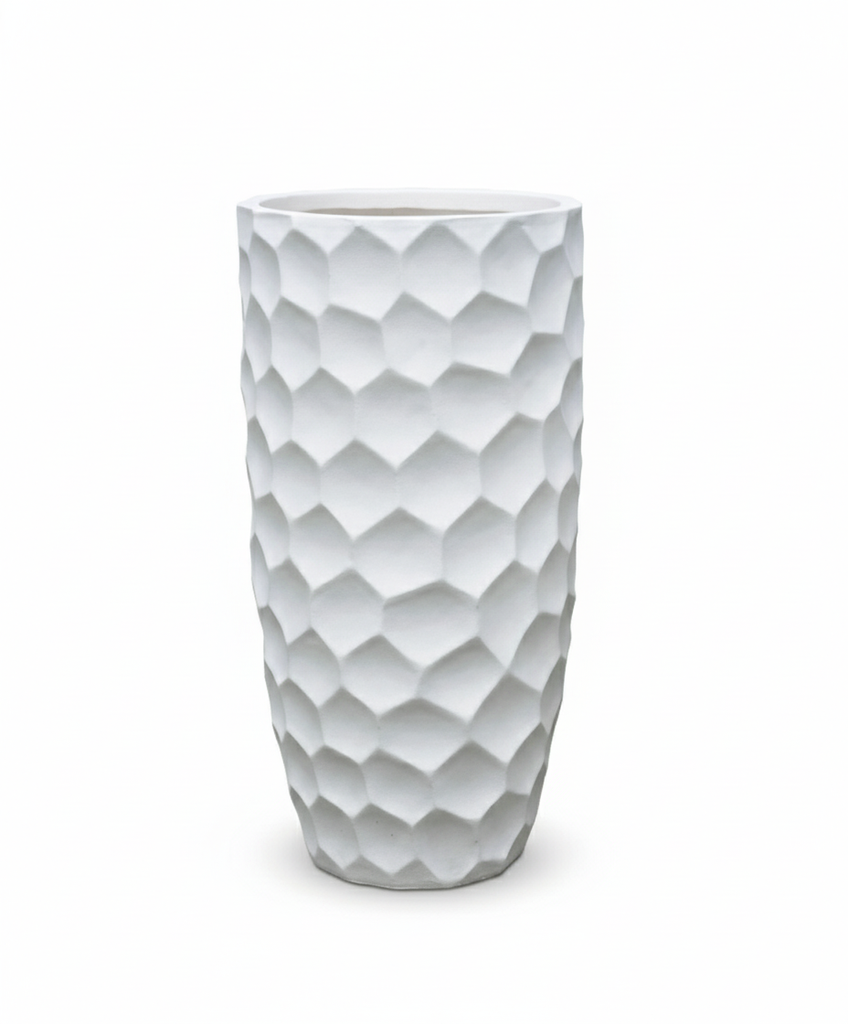 Maceta Fibra Barro Cono Alto Mediana (31.5x31.5x61)cm P117 Anti Blanco