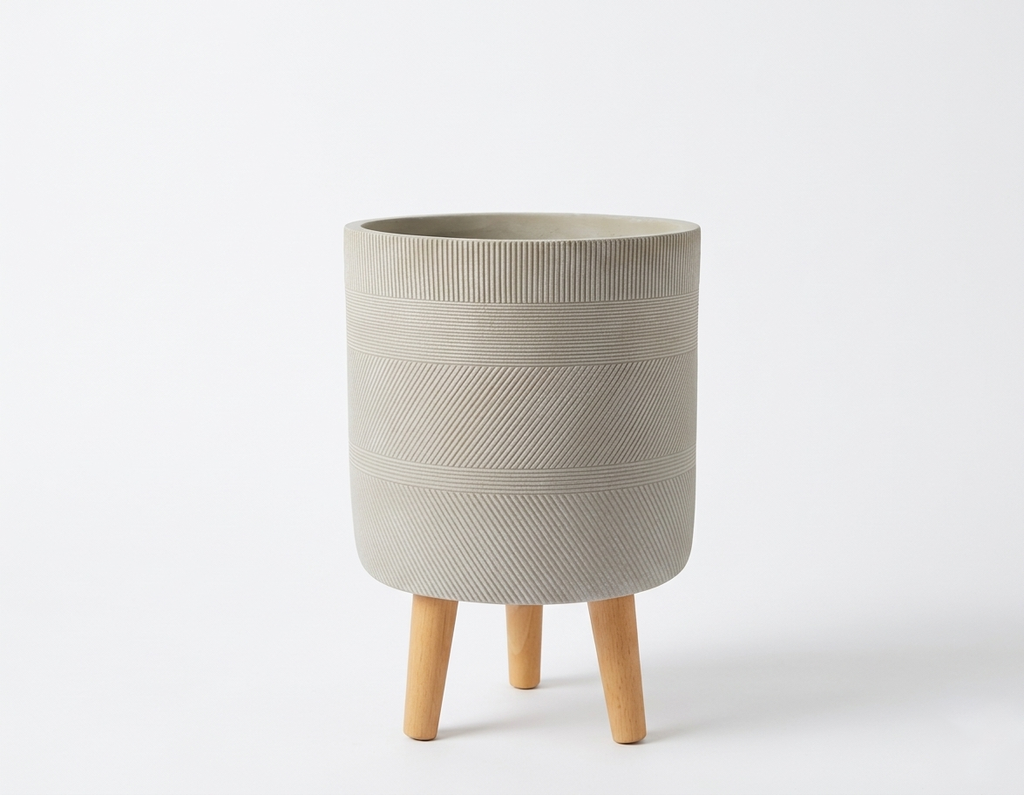 Maceta Fibra De Barro Redondo Extra Grande 44X44X79Cm P117 Anti Blanco