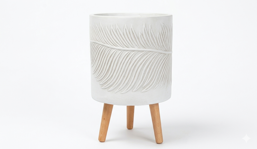 Maceta Fibra De Barro Redonda 37X37X64Cm P117 Anti Blanco