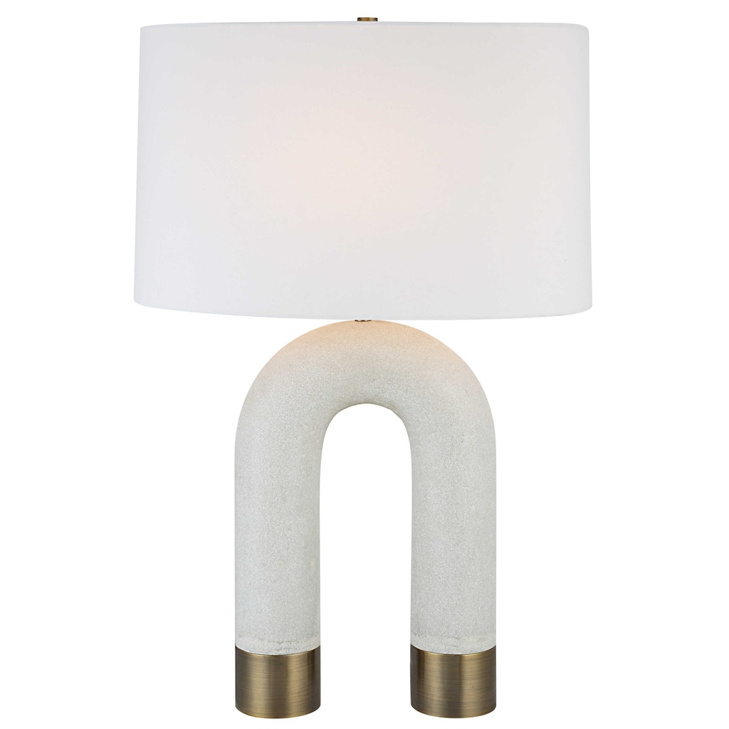 Lamp.Mesa Tipo Marmol Blanca En Forma De U 
