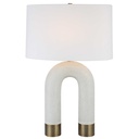 Lamp.Mesa Tipo Marmol Blanca En Forma De U 
