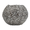 Florero De Metal Redondo Gris 
