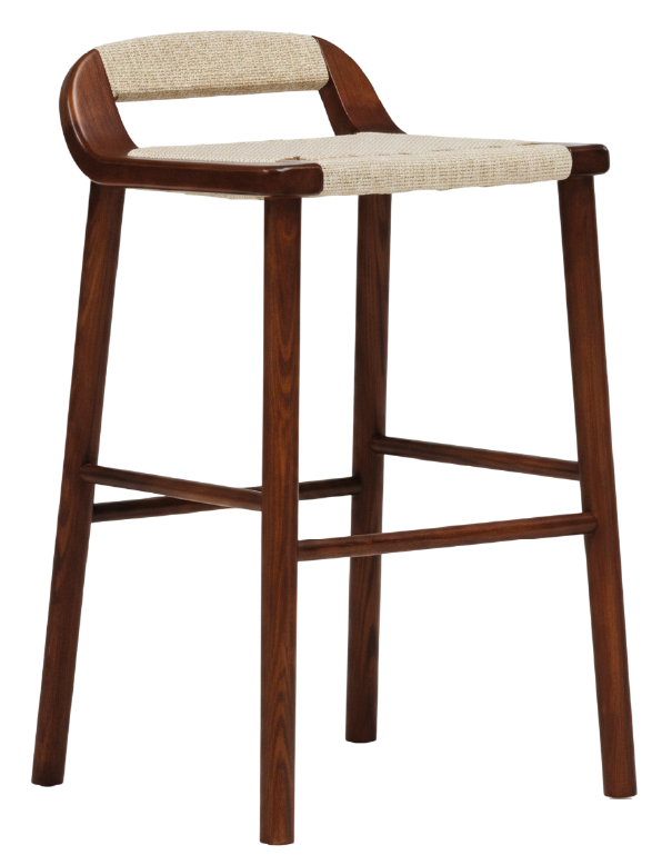 Silla Taburete Mad Nogal Claro+Cuerda Tejida 42X48X85Cm