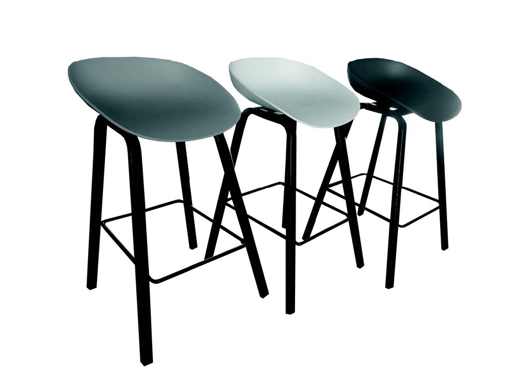 Taburete Metal/Madera Negro Fijo 65Cm