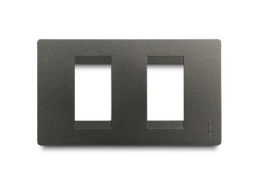 Placa 2 Huecos+Bastidor Negro Premium