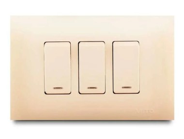 Conmutador Triple C/Luz Marfil Veto Vive