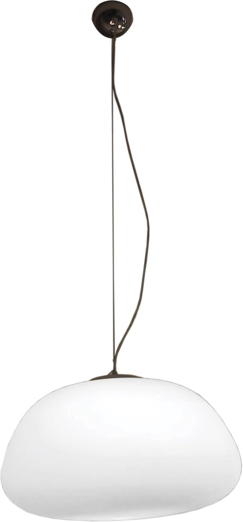 Lamp. Colg. 1L E27 Metal Cromo+Vidrio Opal T/Ovalo (D400Mm)