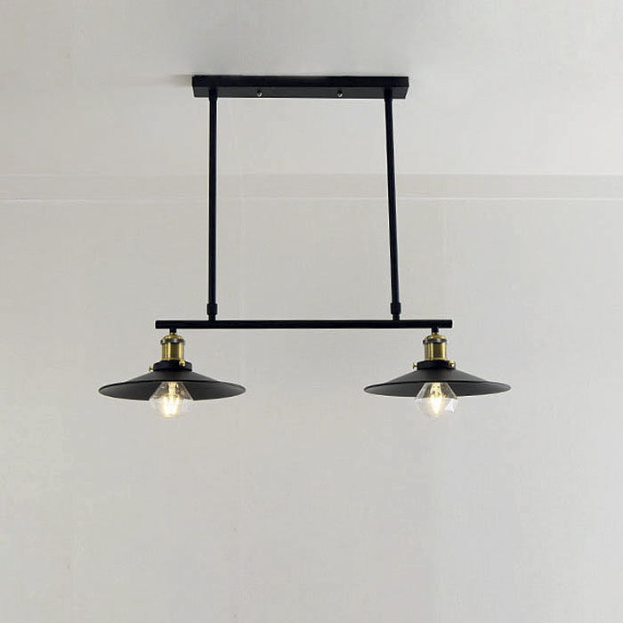 Lamp. Colg. 2L E27 Pantalla Metal Negro (600x600)mm