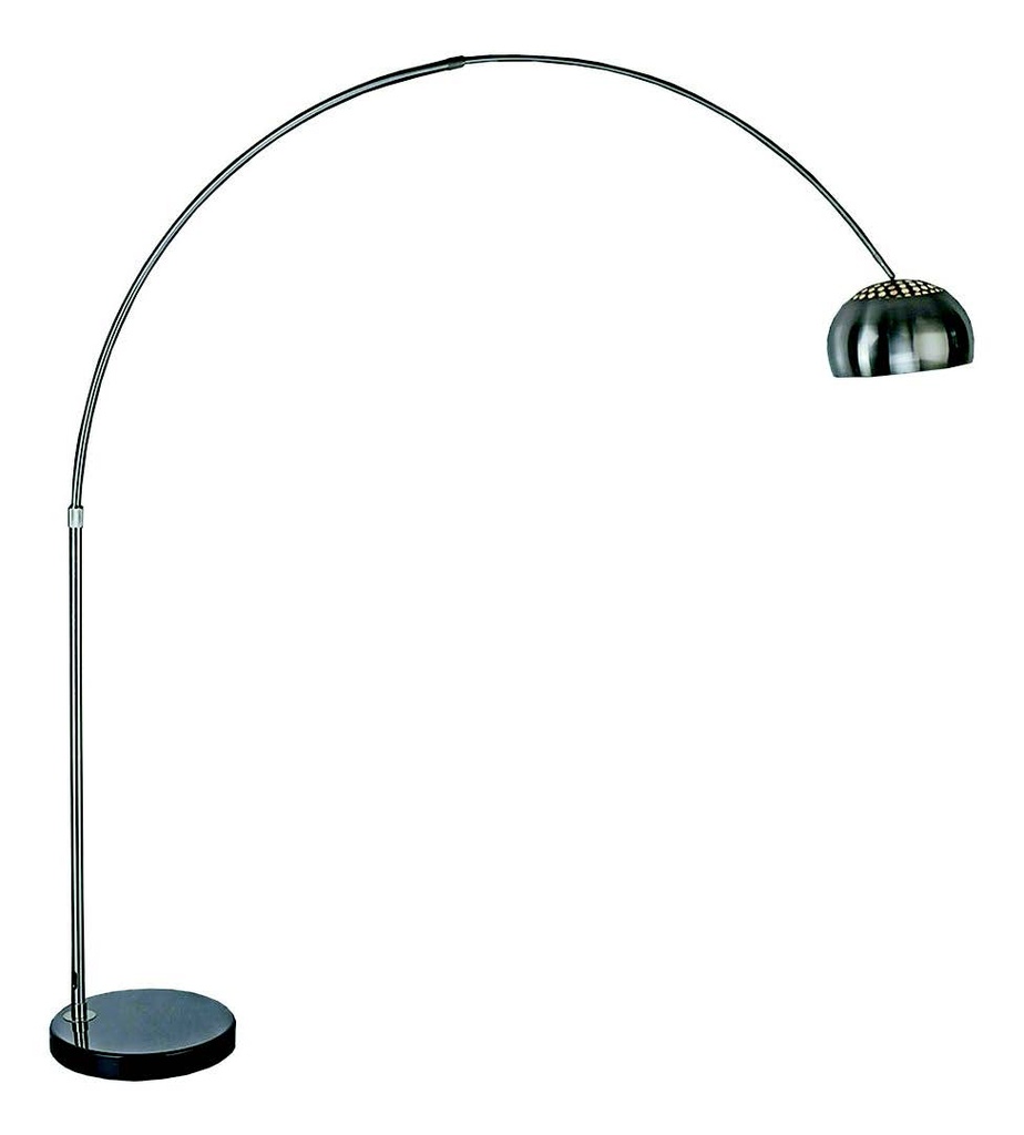 Lamp. Pie 1L E27 Satin Alt/Ajust. 2000Mm Pantalla 260Mm B/Marmol Negro (D380Mm)