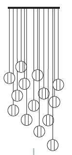 Lamp. Colg. 14L G9 Bola Cristal+Base Redondo (D. Base 500mm)