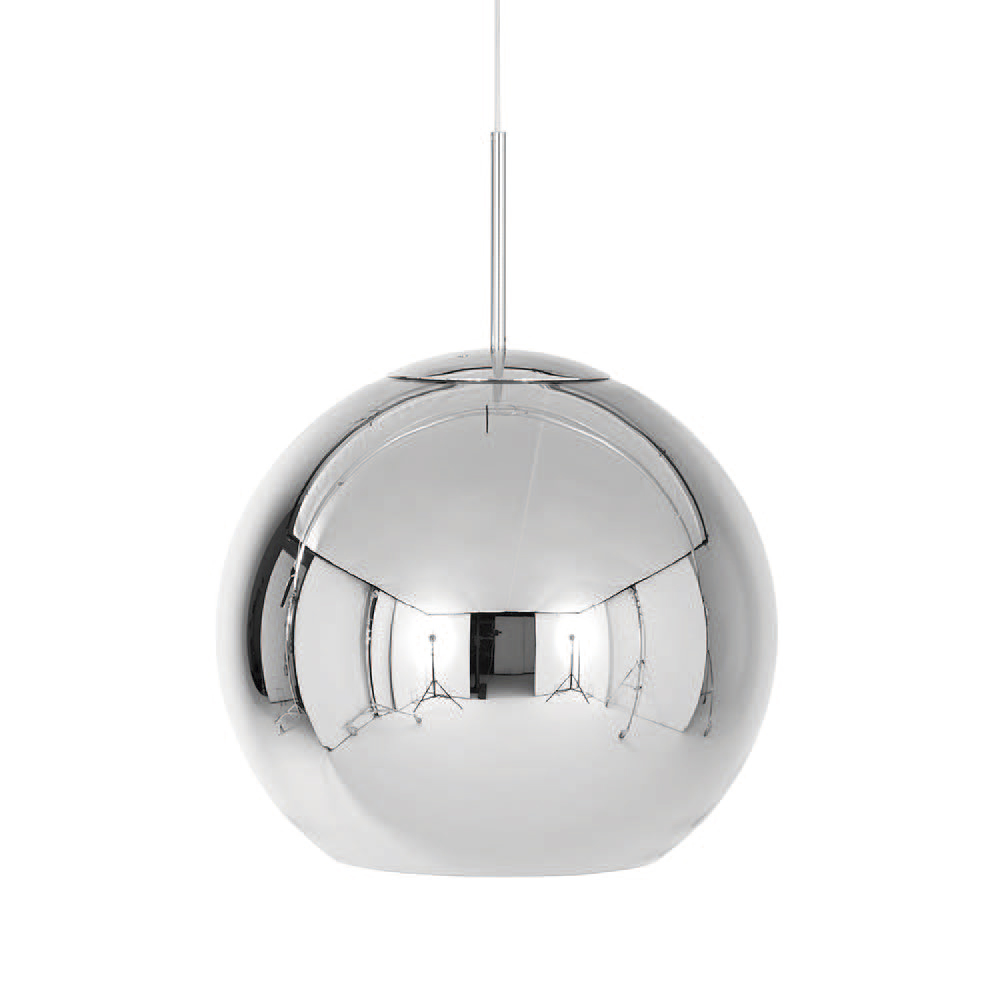 Lamp. Colg. 1L E27 Vidrio Cromo (D200)Mm