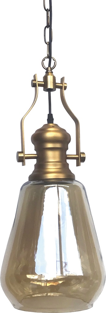 Lamp. Colg. Metal+Vidrio Dorado+Ambar (620x230)mm