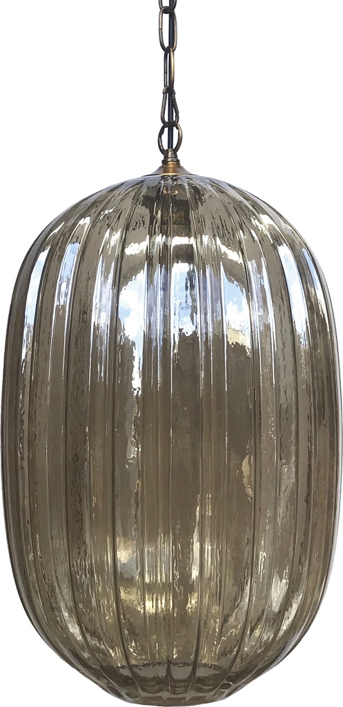 Lamp. Colg. 1L E27 Vidrio Ovalada Cognac (330X540mm)