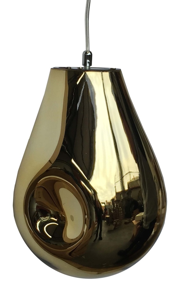 Lamp. Colg. 1L E27 Vidrio Dorado 29X24Cm