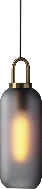 Lamp. Colg. 1L E27 Base Dorado+Vidrio Smoke (D150Mm)