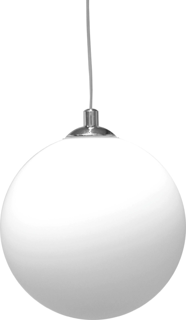 Lamp. Colg. 1L G9 Esfera Vidrio Opal+Metal Cromo (D150xH1200)mm