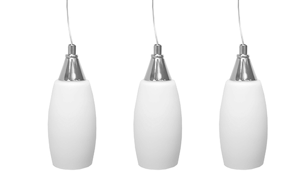 Lamp. Colg. 3L E14 D10Cm Base 56X6Cm Satinado+ Vidrio Opal