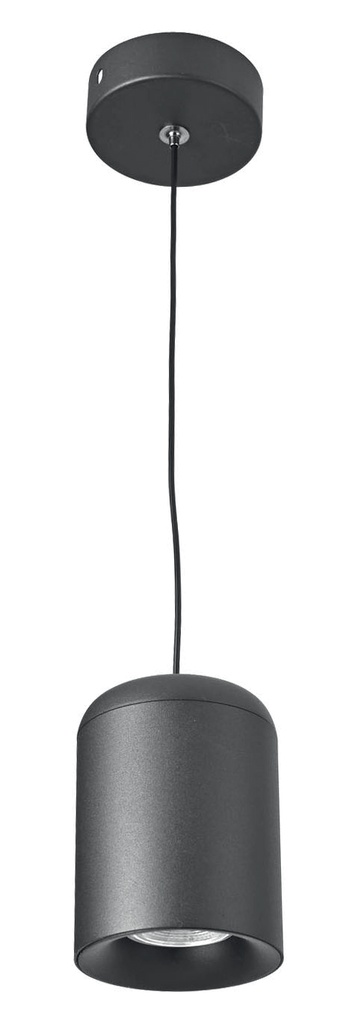 Lamp. Colg. 1L GU10 Cilindro C/Rejilla Alum. Negro (D80xH110)mm