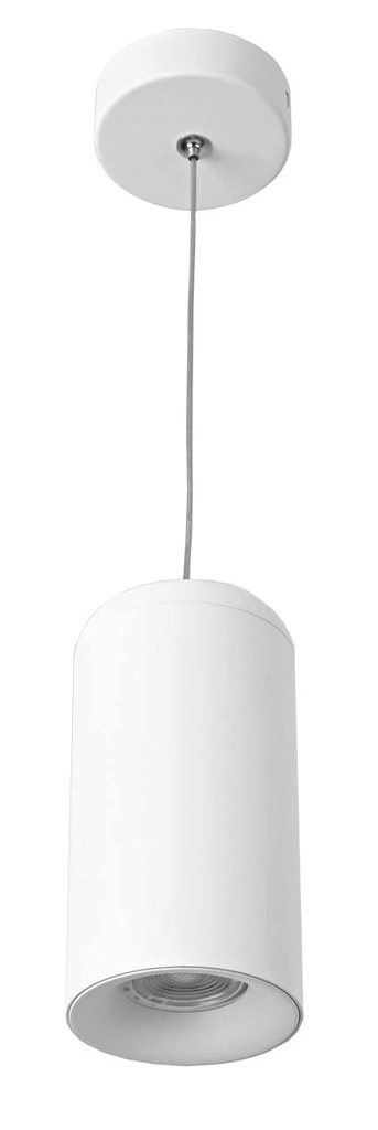 Lamp. Colg. 1L GU10 Cilindro C/Rejilla Alum. Blanco (D80xH160)mm
