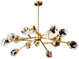 Lamp. Colg. Led 15L D100Cm Metal Dorado+Cristal