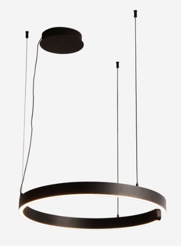 Lamp. Colg. Moderna Led Anillo Negro 50W 3K (620X1200Mm)