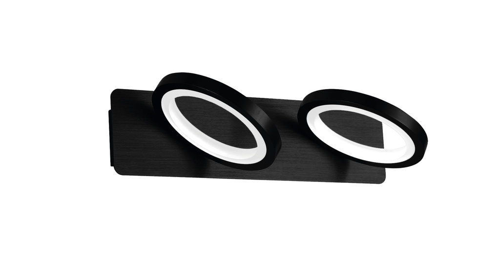 Aplique Pared Led 2L Anillos Negro 12W 3K (340X90X180Mm)