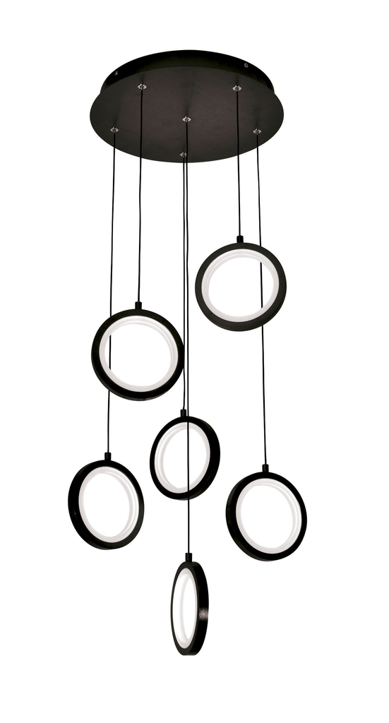 Lamp. Colg. Led 6L Aros Negros 36W 3K (330X1500Mm)