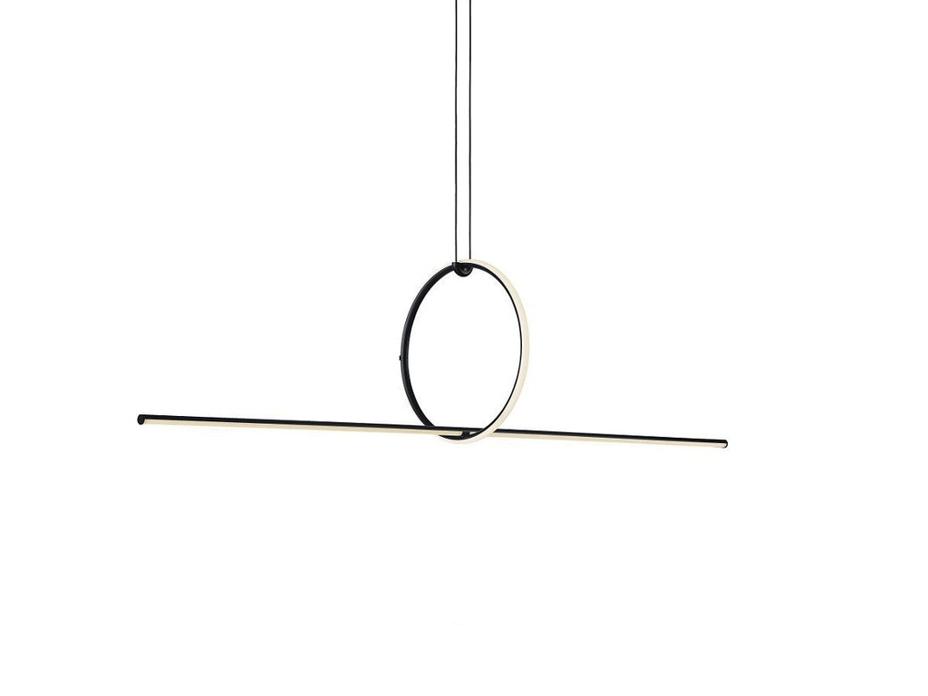 Lamp. Colg. Led 2L Circulo+Barra Negro 30W 3K (1320X320X120Mm)