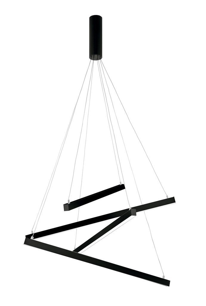 Lamp. Colg. Led 4L Ab. Mod. 48w 3k Alum+Acri Negro Mate (650x1200)mm