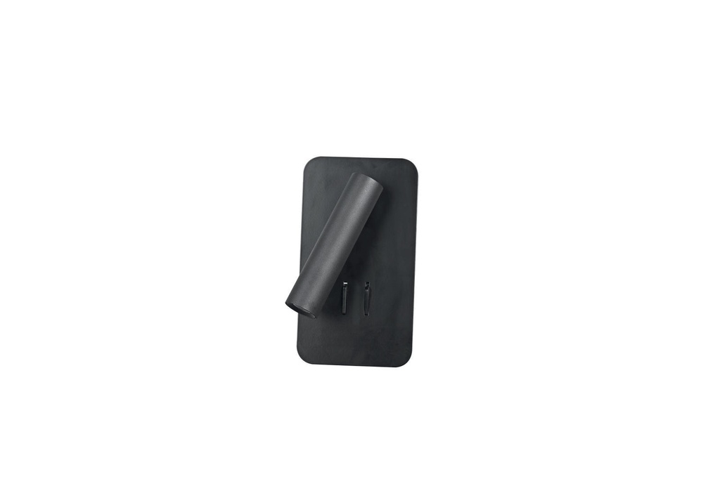 Lamp. Pared B/Rectangular Moderna Negro Led 2L 3+6W 3K Doble Int. (180X100Mm)