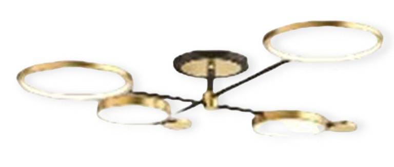 Lamp. Techo Led Aros 4L D750Mm Negro+Dorado Metal 48W 3K