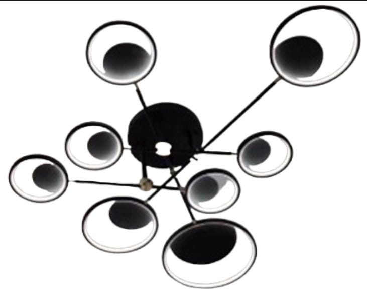 Lamp. Techo Led Aros 8L D1250Mm Negro+Dorado Metal 18W 3K