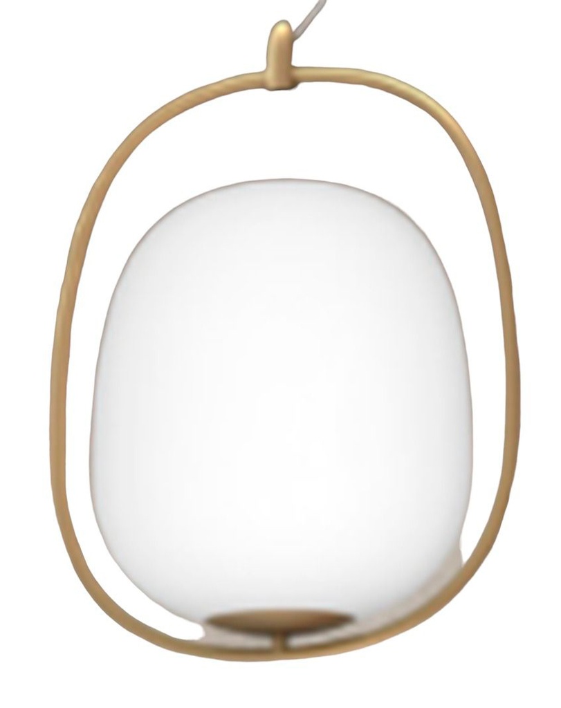 Lamp. Colg. 1Xe27 D230X400Mm Dorado Metal+Opal Glass