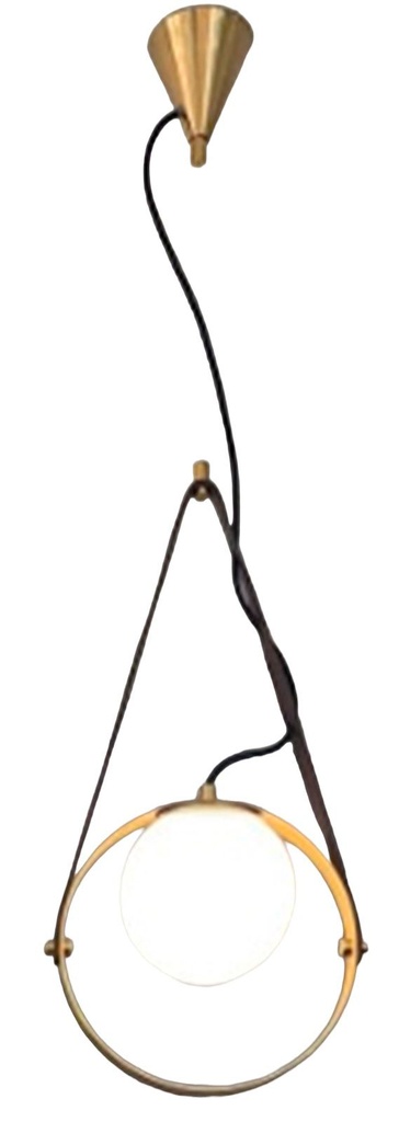 Lamp. Colg. 1Xe27 Dorado Metal+Opal Glass D300Mm