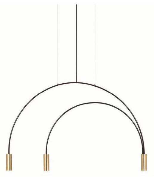 Lamp. Colg. 3L E27 T/Arco L88Cm Negro+Brush