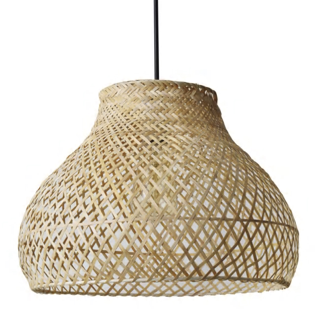 Lamp. Colg. 1L E27 Bamboo Natural (390X280Mm)