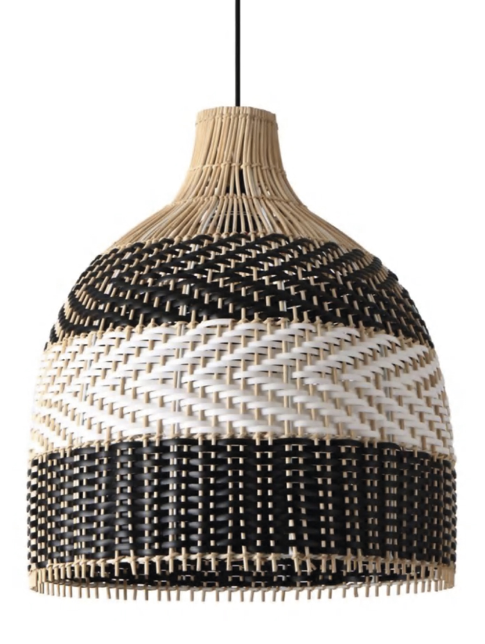 Lamp. Colg. 1L E27 Rattan+Bamboo Natural+Metal (460X520Mm)