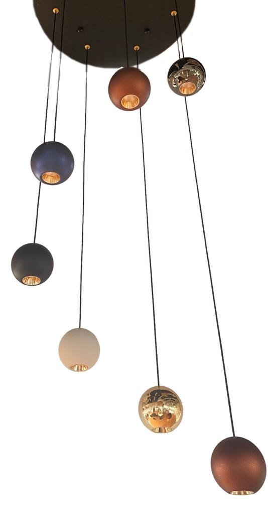 Lamp. Colg. Led 3K D40Cm Base/Neg Mix Colors 7L
