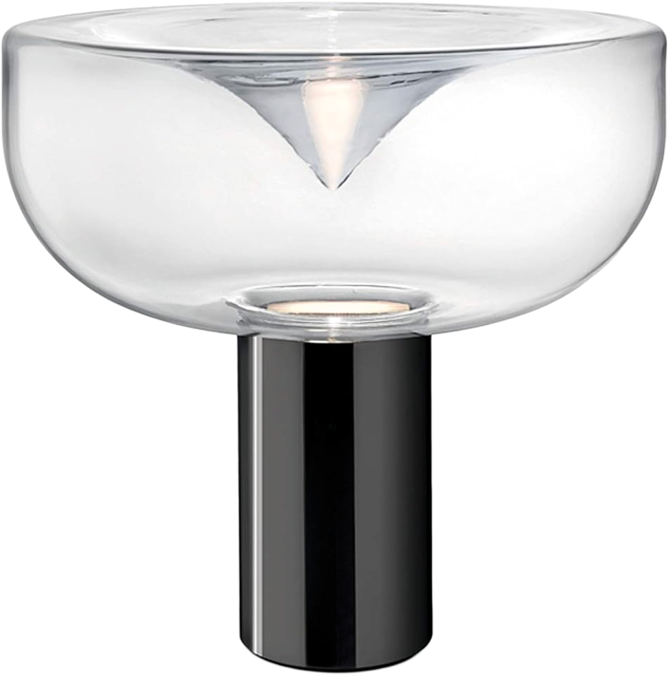 Lamp. Mesa T/U 1L E27 Cromo+Cristal Transp. (350X350Mm)