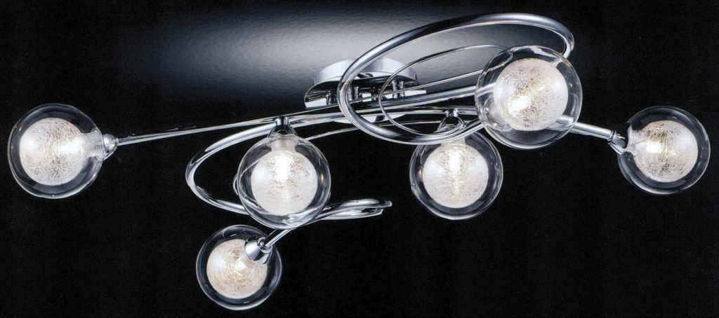 Lamp. Techo Bolas Cristal 6Xg9 800Mm Cromo