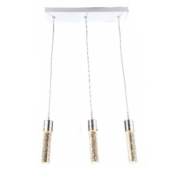 Lamp. Colg. Cilindro Cristal 3L GU10 Mini B/Recta 550Mm