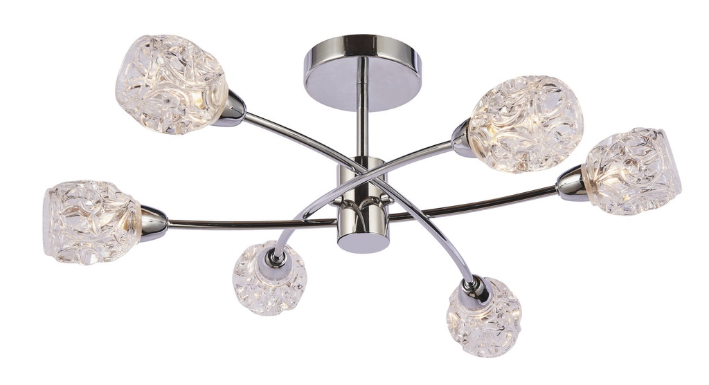 Lamp. Techo 6L G9 Cr+Clar Glass 50Cm